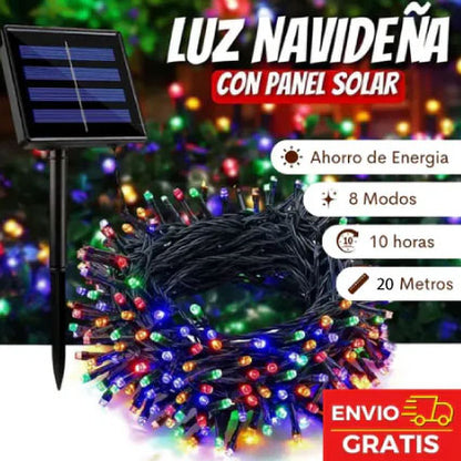 Luces Navideñas con panel solar - Cálido o Multicolor