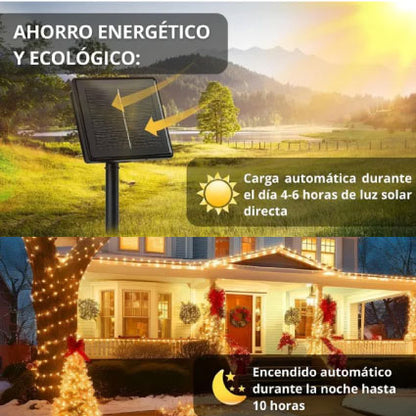 Luces Navideñas con panel solar - Cálido o Multicolor